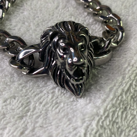 # 27 GulCean Lion Head Bracelet , Men  Steel Cuban Chain Punk Rock Cool Hip Hop - Picture 4 of 7